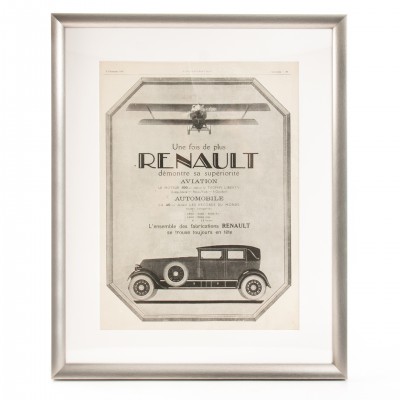 Grafika reklamowa marki RENAULT, z tygodnika L'Illustration. Lata 20. XX w.